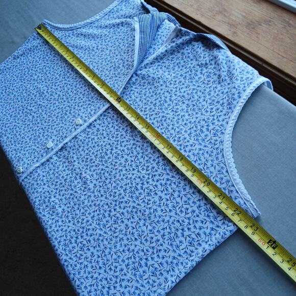 Celestial Dreams Blue Floral Gingham Tank Top XL REPAIRED cottage lace comfy - Picture 10 of 14